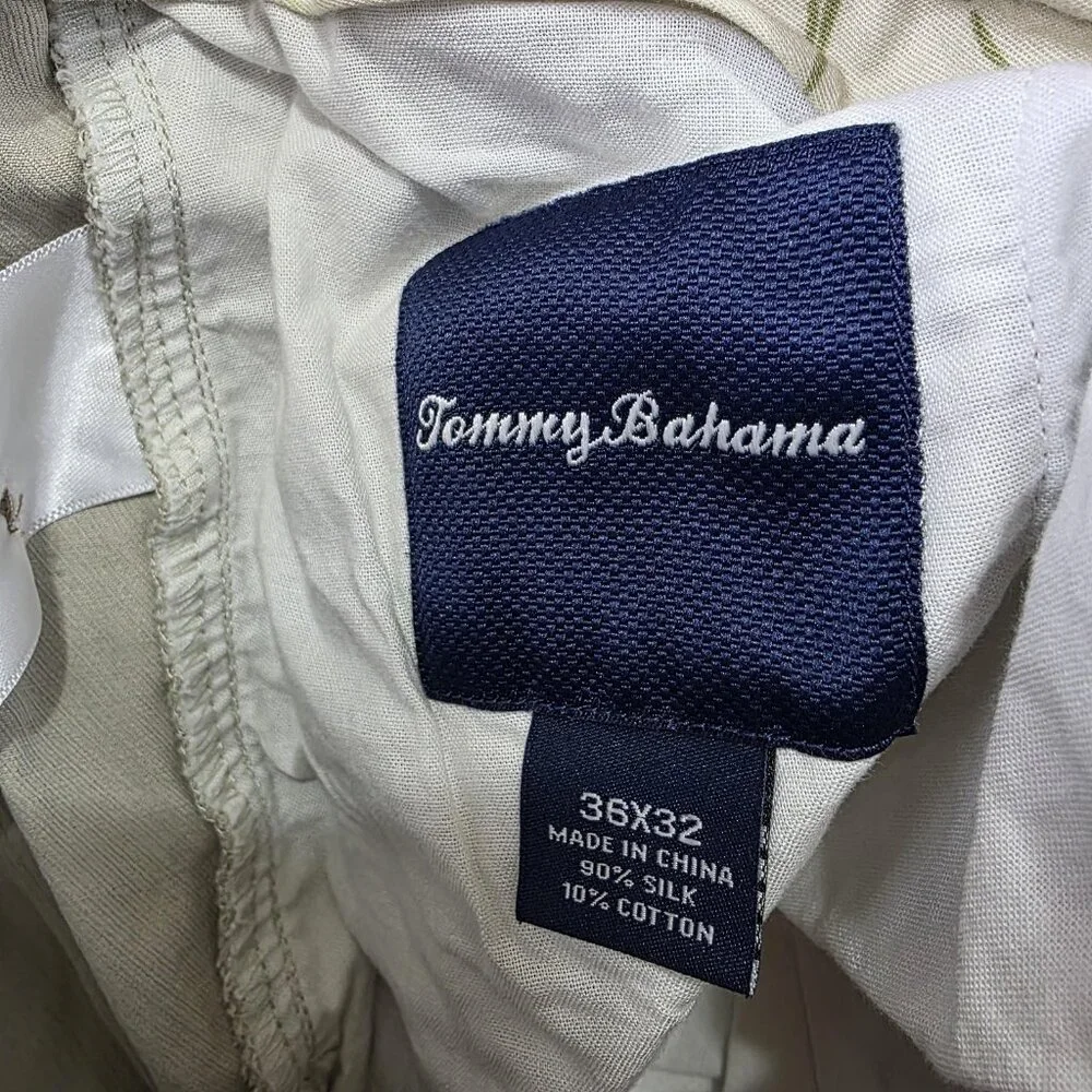 Tommy Bahama Pants Mens 36x32 Beige Silk Cotton Chino Straight Leg Casual Dress
